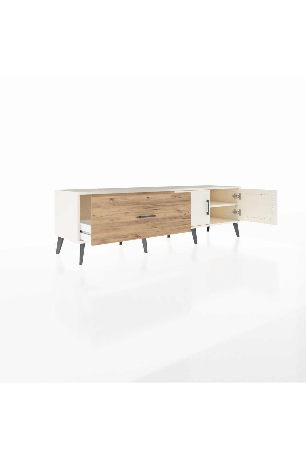 Hyperion TV Ünitesi Tek Raflı Tek Çekmeceli 2 Kapaklı 176x44x51 Aytaşı-Aytaşı/Çam