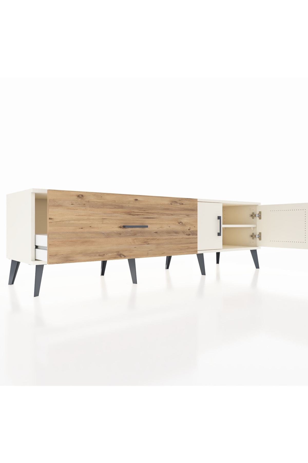 Hyperion TV Ünitesi Tek Raflı Tek Çekmeceli 2 Kapaklı 176x44x51 Aytaşı-Aytaşı/Çam