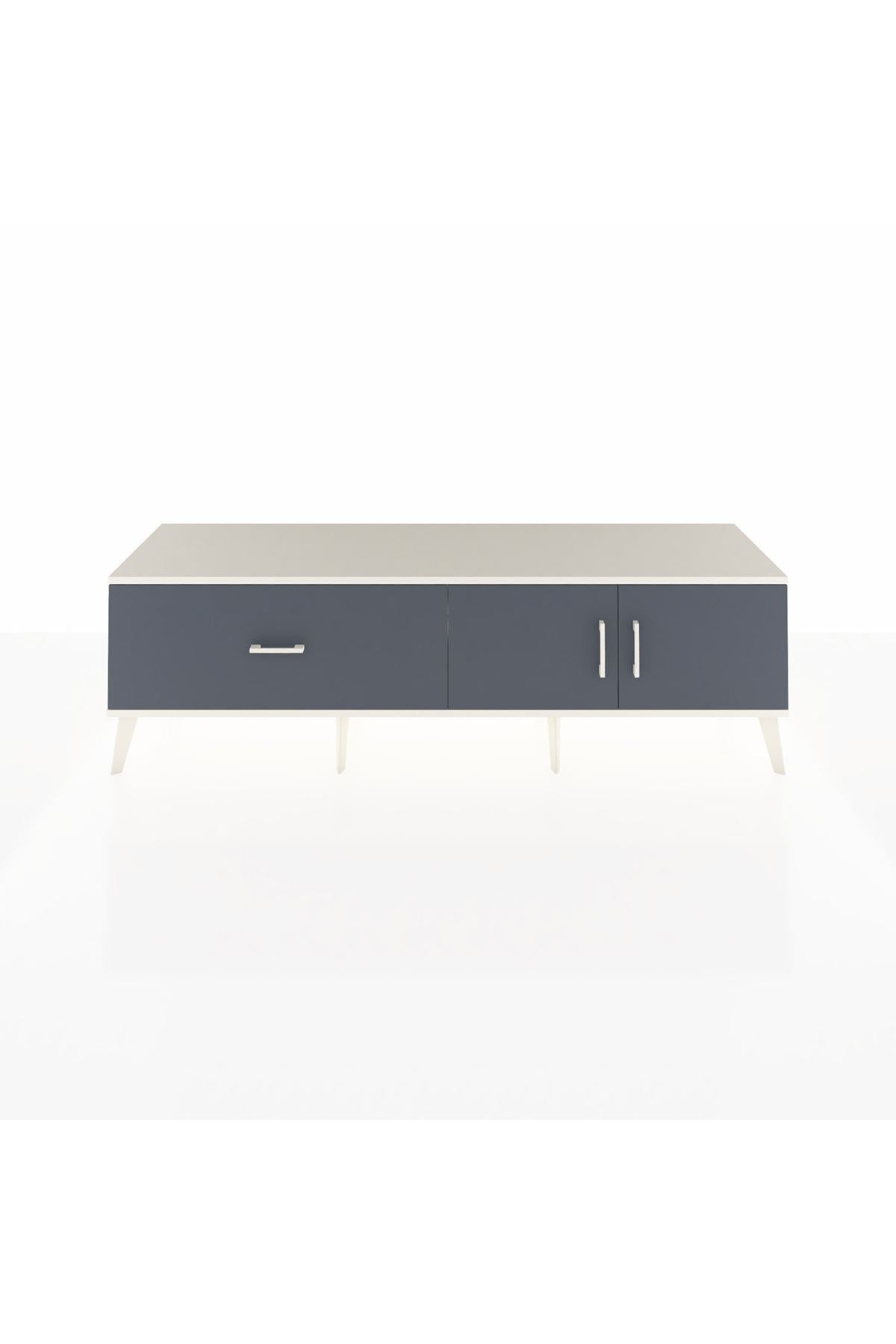 Hyperion TV Ünitesi Tek Raflı Tek Çekmeceli 2 Kapaklı 176x44x51 Aytaşı-Antrasit/Antrasit