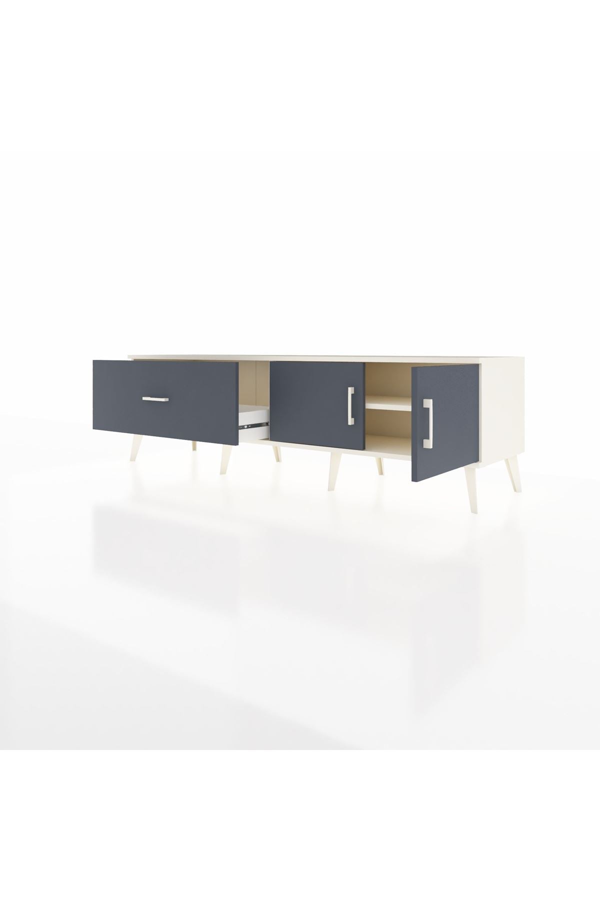 Hyperion TV Ünitesi Tek Raflı Tek Çekmeceli 2 Kapaklı 176x44x51 Aytaşı-Antrasit/Antrasit