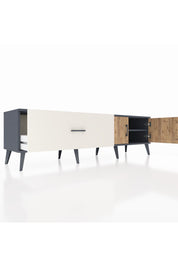 Hyperion TV Ünitesi Tek Raflı Tek Çekmeceli 2 Kapaklı 176x44x51 Antrasit-Çam/Aytaşı