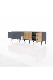 Hyperion TV Ünitesi Tek Raflı Tek Çekmeceli 2 Kapaklı 176x44x51 Antrasit-Çam/Antrasit