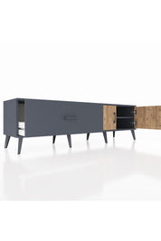 Hyperion TV Ünitesi Tek Raflı Tek Çekmeceli 2 Kapaklı 176x44x51 Antrasit-Çam/Antrasit