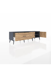 Hyperion TV Ünitesi Tek Raflı Tek Çekmeceli 2 Kapaklı 176x44x51 Antrasit-Çam/Çam