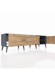 Hyperion TV Ünitesi Tek Raflı Tek Çekmeceli 2 Kapaklı 176x44x51 Antrasit-Çam/Çam