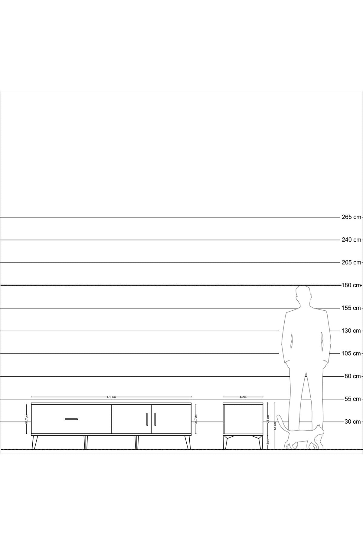 Hyperion TV Ünitesi Tek Raflı Tek Çekmeceli 2 Kapaklı 176x44x51 Antrasit-Aytaşı/Aytaşı