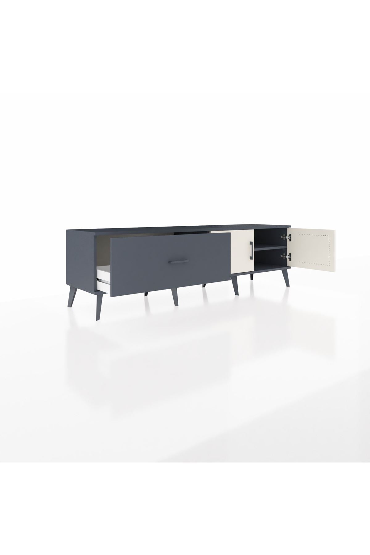 Hyperion TV Ünitesi Tek Raflı Tek Çekmeceli 2 Kapaklı 176x44x51 Antrasit-Aytaşı/Antrasit