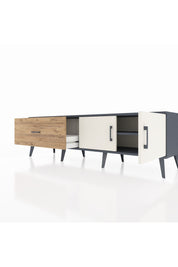 Hyperion TV Ünitesi Tek Raflı Tek Çekmeceli 2 Kapaklı 176x44x51 Antrasit-Aytaşı/Çam