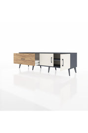 Hyperion TV Ünitesi Tek Raflı Tek Çekmeceli 2 Kapaklı 176x44x51 Antrasit-Aytaşı/Çam