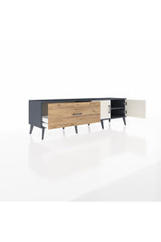 Hyperion TV Ünitesi Tek Raflı Tek Çekmeceli 2 Kapaklı 176x44x51 Antrasit-Aytaşı/Çam