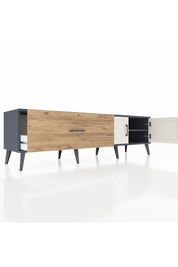 Hyperion TV Ünitesi Tek Raflı Tek Çekmeceli 2 Kapaklı 176x44x51 Antrasit-Aytaşı/Çam