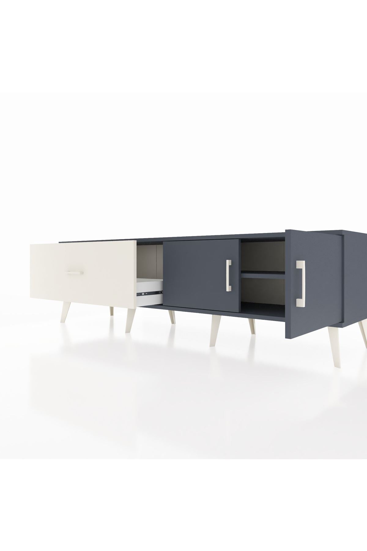 Hyperion TV Ünitesi Tek Raflı Tek Çekmeceli 2 Kapaklı 176x44x51 Antrasit-Antrasit/Aytaşı