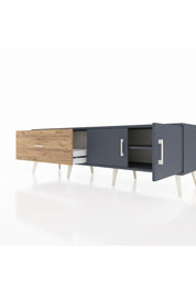 Hyperion TV Ünitesi Tek Raflı Tek Çekmeceli 2 Kapaklı 176x44x51 Antrasit-Antrasit/Çam