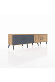 Hyperion TV Ünitesi Tek Raflı Tek Çekmeceli 2 Kapaklı 176x44x51 Çam-Çam/Antrasit