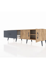 Hyperion TV Ünitesi Tek Raflı Tek Çekmeceli 2 Kapaklı 176x44x51 Çam-Çam/Antrasit