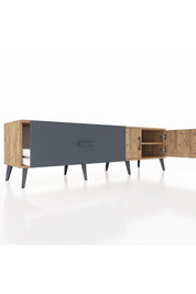 Hyperion TV Ünitesi Tek Raflı Tek Çekmeceli 2 Kapaklı 176x44x51 Çam-Çam/Antrasit