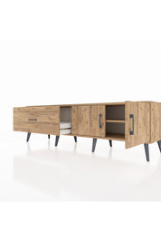 Hyperion TV Ünitesi Tek Raflı Tek Çekmeceli 2 Kapaklı 176x44x51 Çam-Çam/Çam