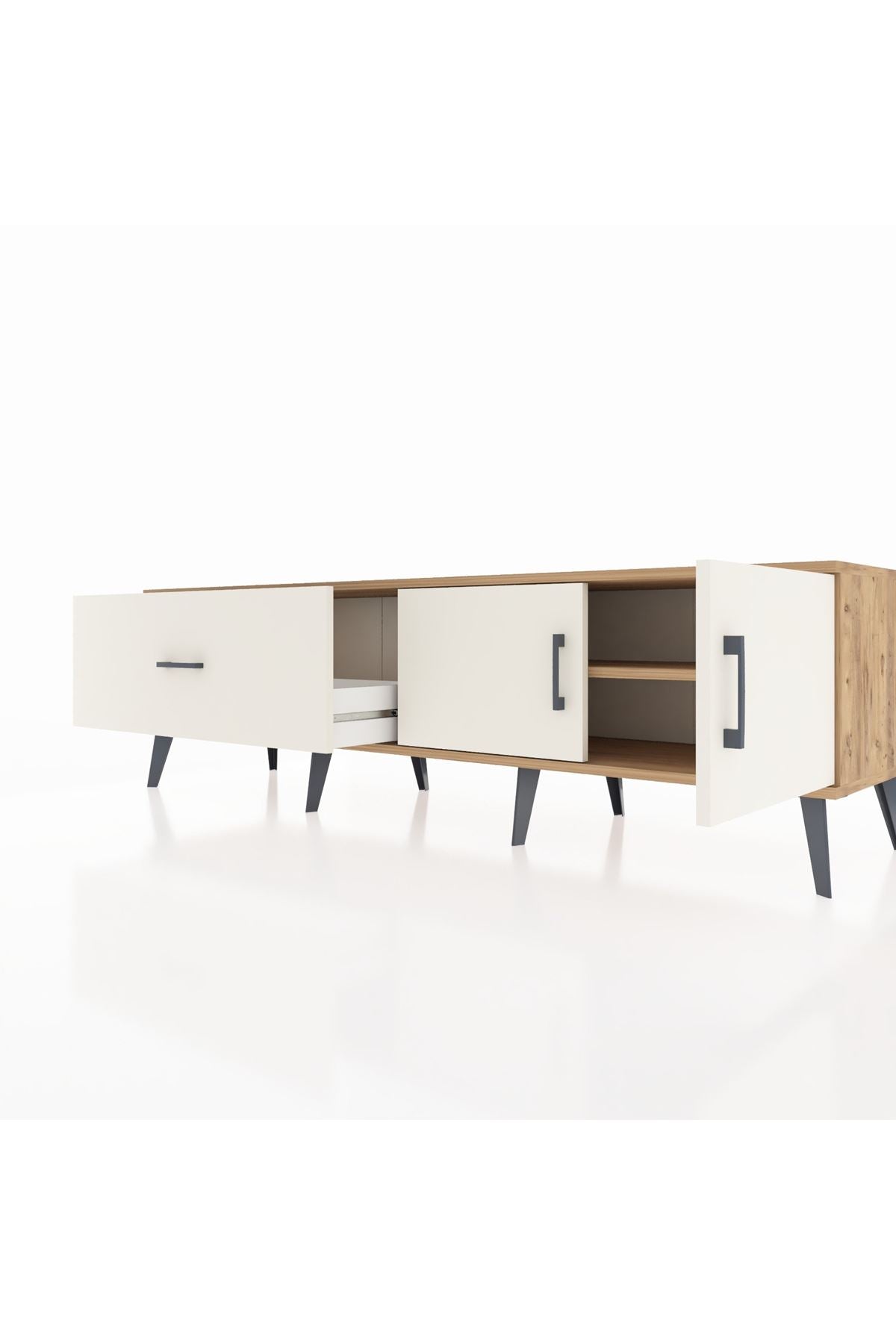 Hyperion TV Ünitesi Tek Raflı Tek Çekmeceli 2 Kapaklı 176x44x51 Çam-Aytaşı/Aytaşı