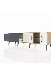 Hyperion TV Ünitesi Tek Raflı Tek Çekmeceli 2 Kapaklı 176x44x51 Çam-Aytaşı/Antrasit