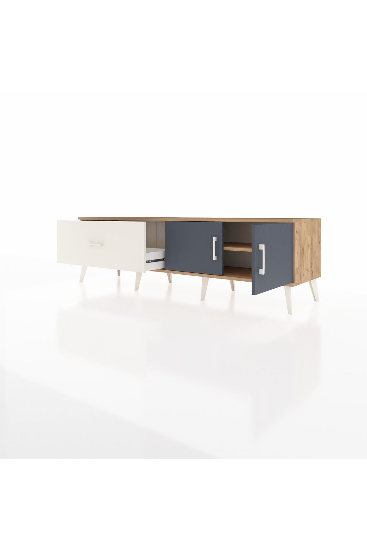 Hyperion TV Ünitesi Tek Raflı Tek Çekmeceli 2 Kapaklı 176x44x51 Çam-Antrasit/Aytaşı