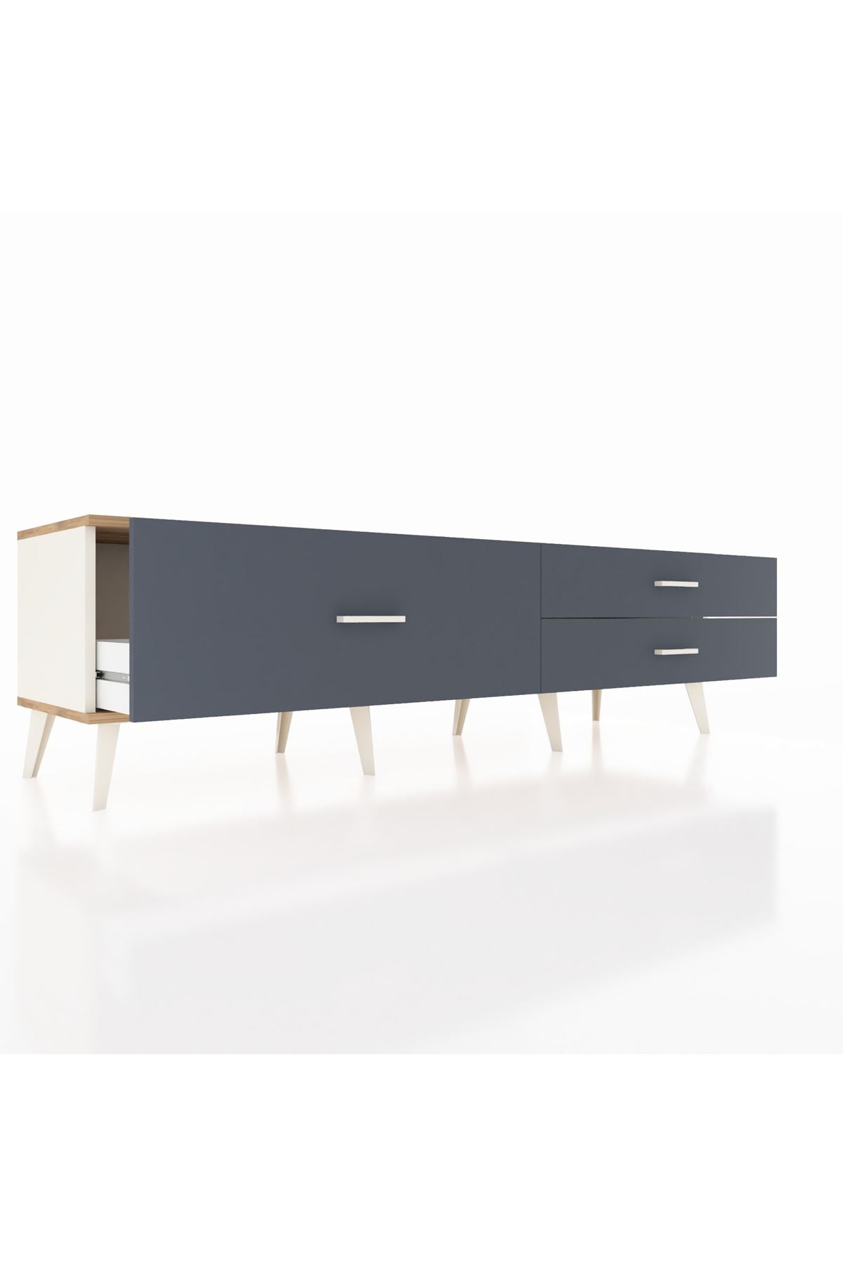 Hyperion TV Ünitesi 3 Çekmeceli  176x44x51 Aytaşı-Çam/Antrasit