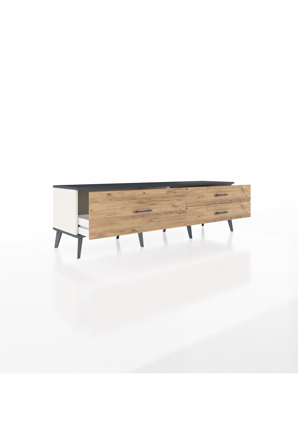 Hyperion TV Ünitesi 3 Çekmeceli  176x44x51 Aytaşı-Antrasit/Çam