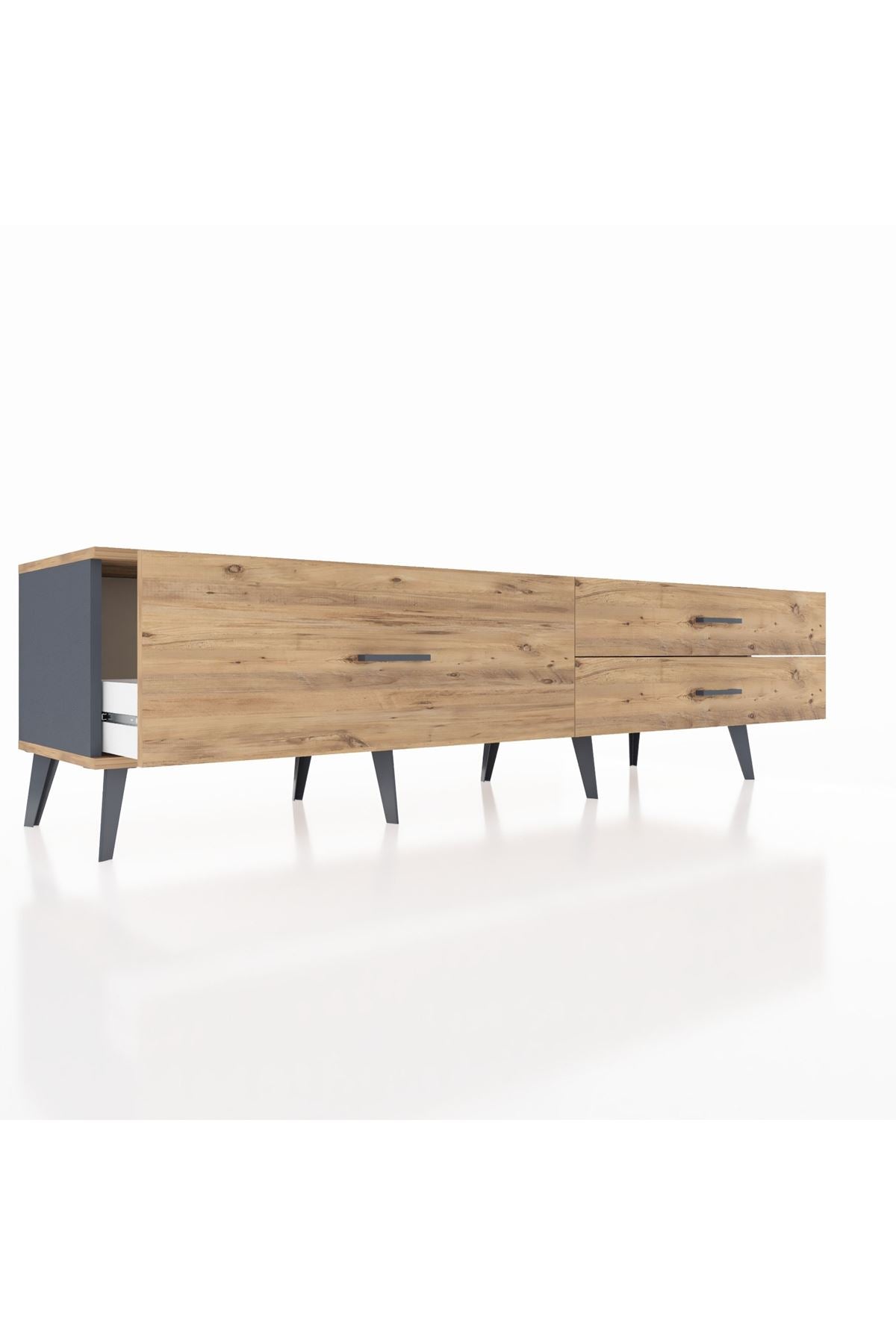 Hyperion TV Ünitesi 3 Çekmeceli  176x44x51 Antrasit-Çam/Çam