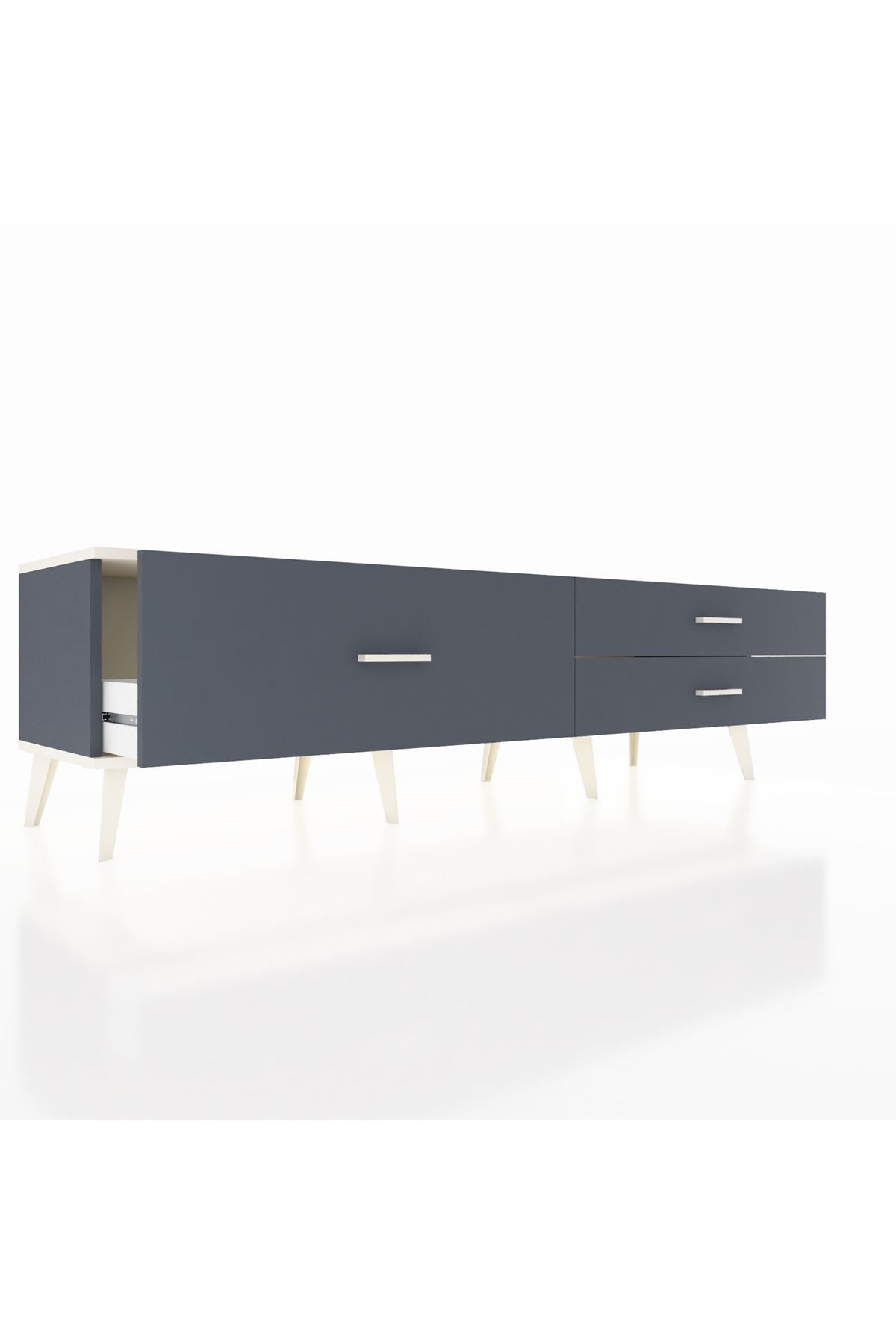 Hyperion TV Ünitesi 3 Çekmeceli  176x44x51 Antrasit-Aytaşı/Antrasit