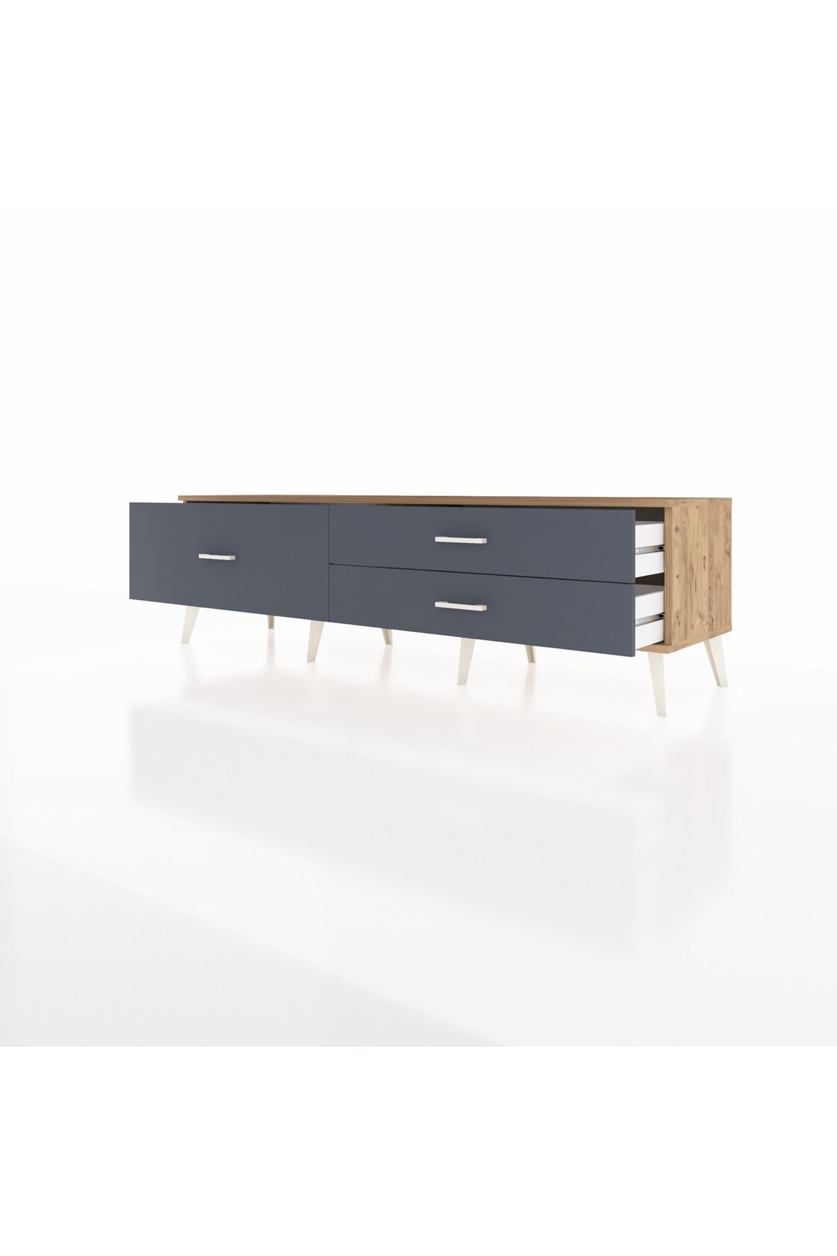 Hyperion TV Ünitesi 3 Çekmeceli  176x44x51 Çam-Çam/Antrasit