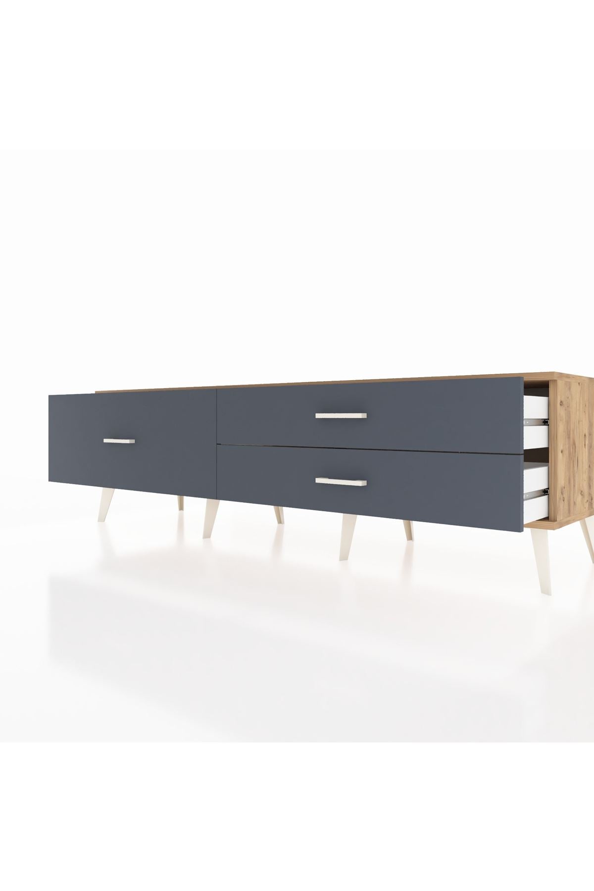 Hyperion TV Ünitesi 3 Çekmeceli  176x44x51 Çam-Çam/Antrasit