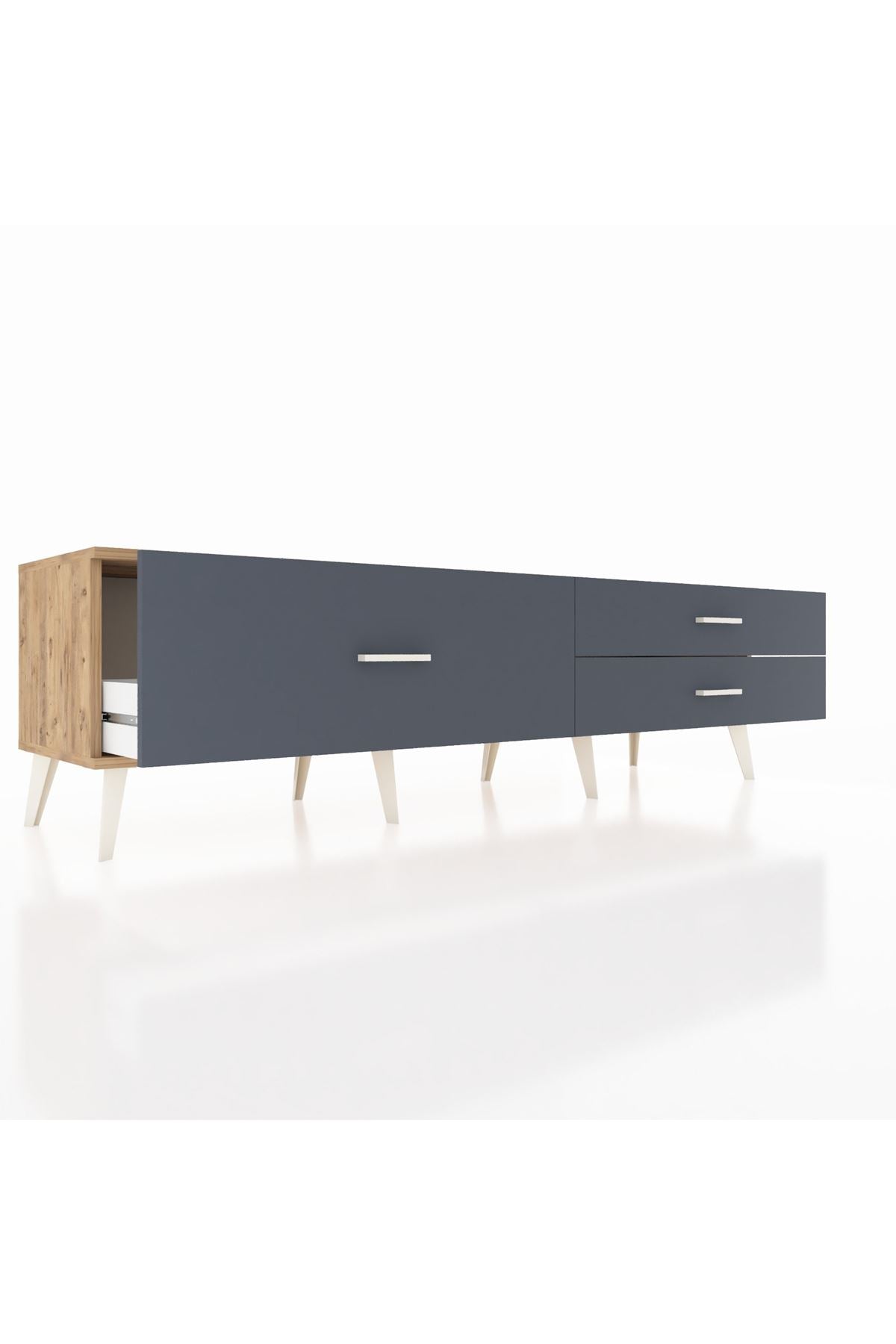 Hyperion TV Ünitesi 3 Çekmeceli  176x44x51 Çam-Çam/Antrasit