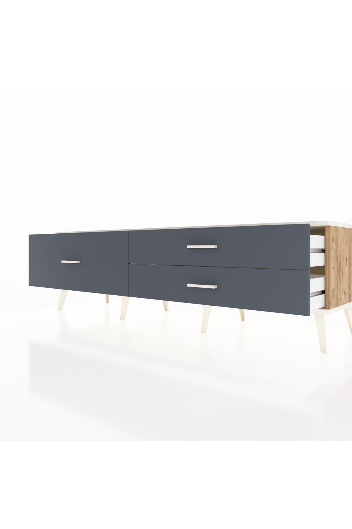 Hyperion TV Ünitesi 3 Çekmeceli  176x44x51 Çam-Aytaşı/Antrasit