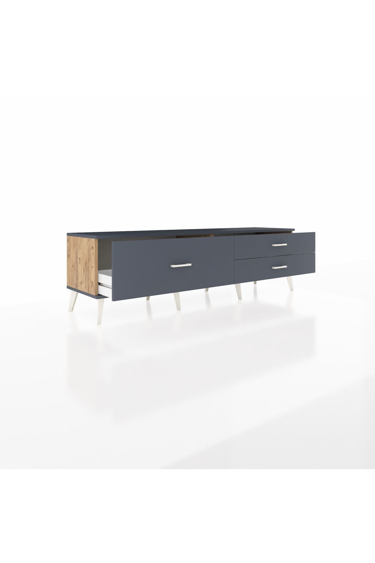 Hyperion TV Ünitesi 3 Çekmeceli  176x44x51 Çam-Antrasit/Antrasit