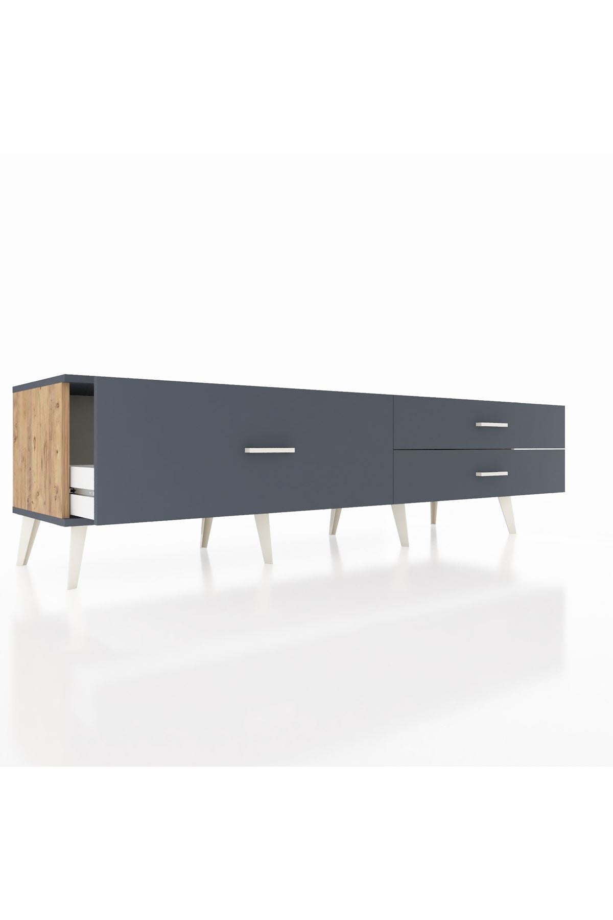 Hyperion TV Ünitesi 3 Çekmeceli  176x44x51 Çam-Antrasit/Antrasit