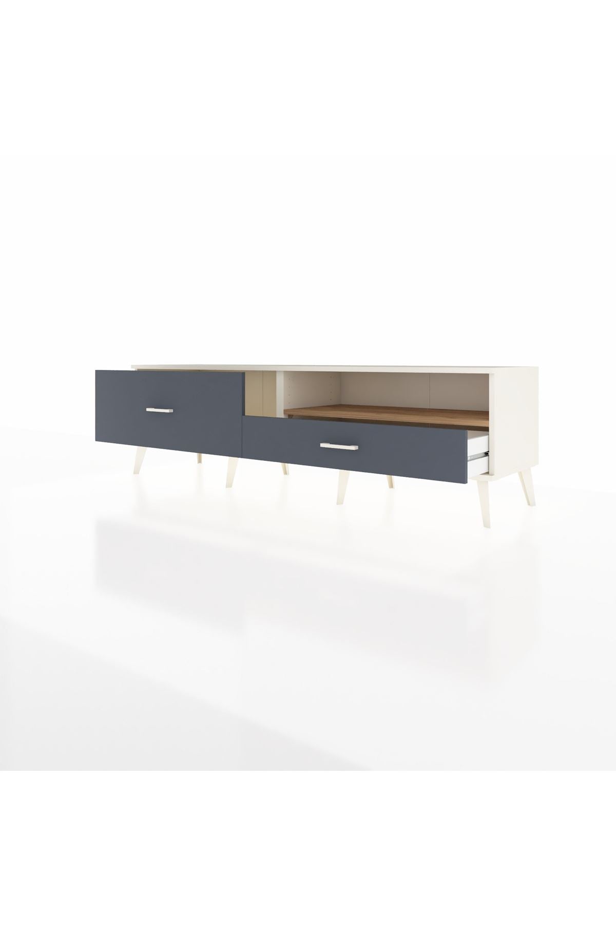 Hyperion TV Ünitesi Tek Raflı 2 Çekmeceli  176x44x51 Aytaşı-Çam/Antrasit