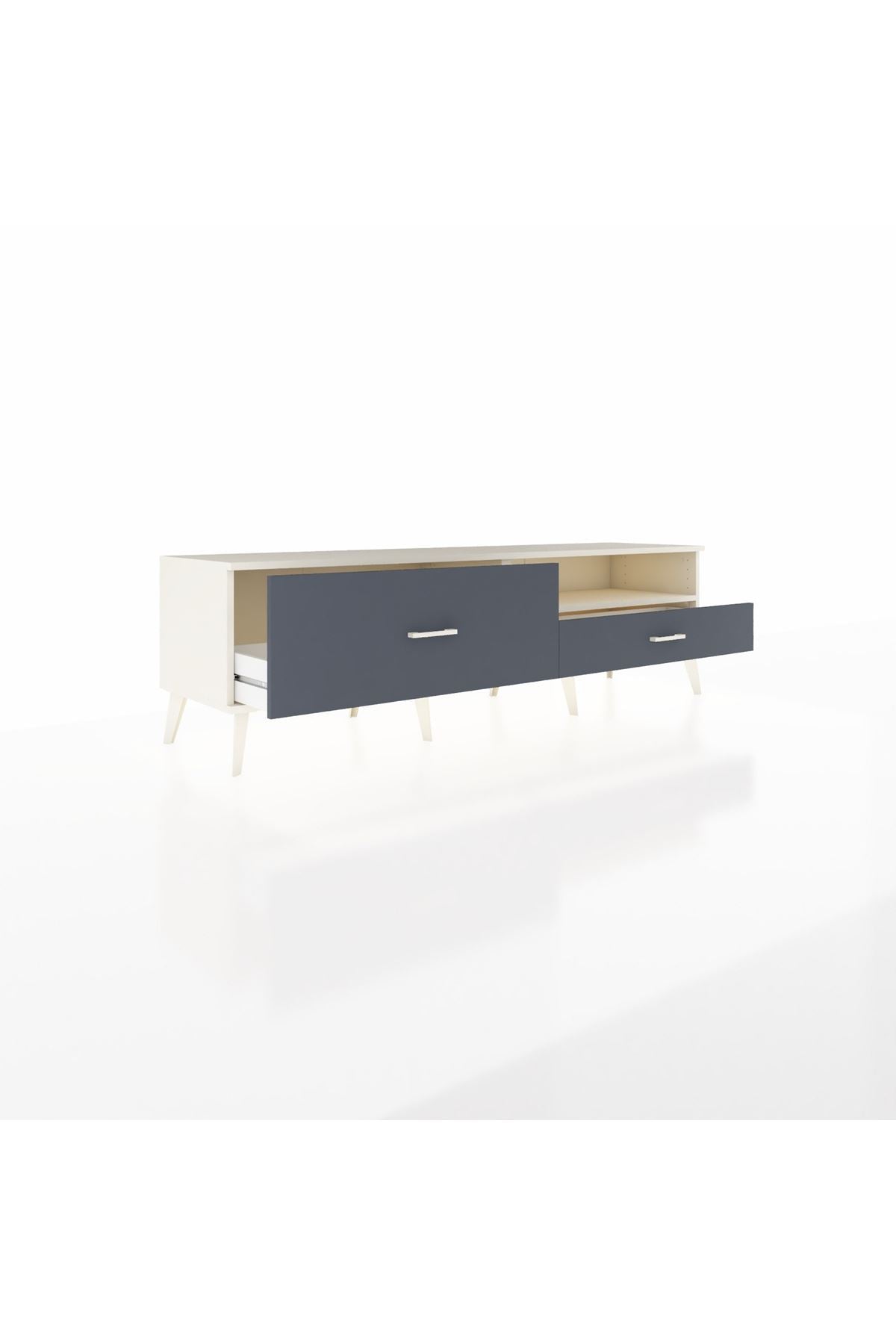 Hyperion TV Ünitesi Tek Raflı 2 Çekmeceli  176x44x51 Aytaşı-Aytaşı/Antrasit