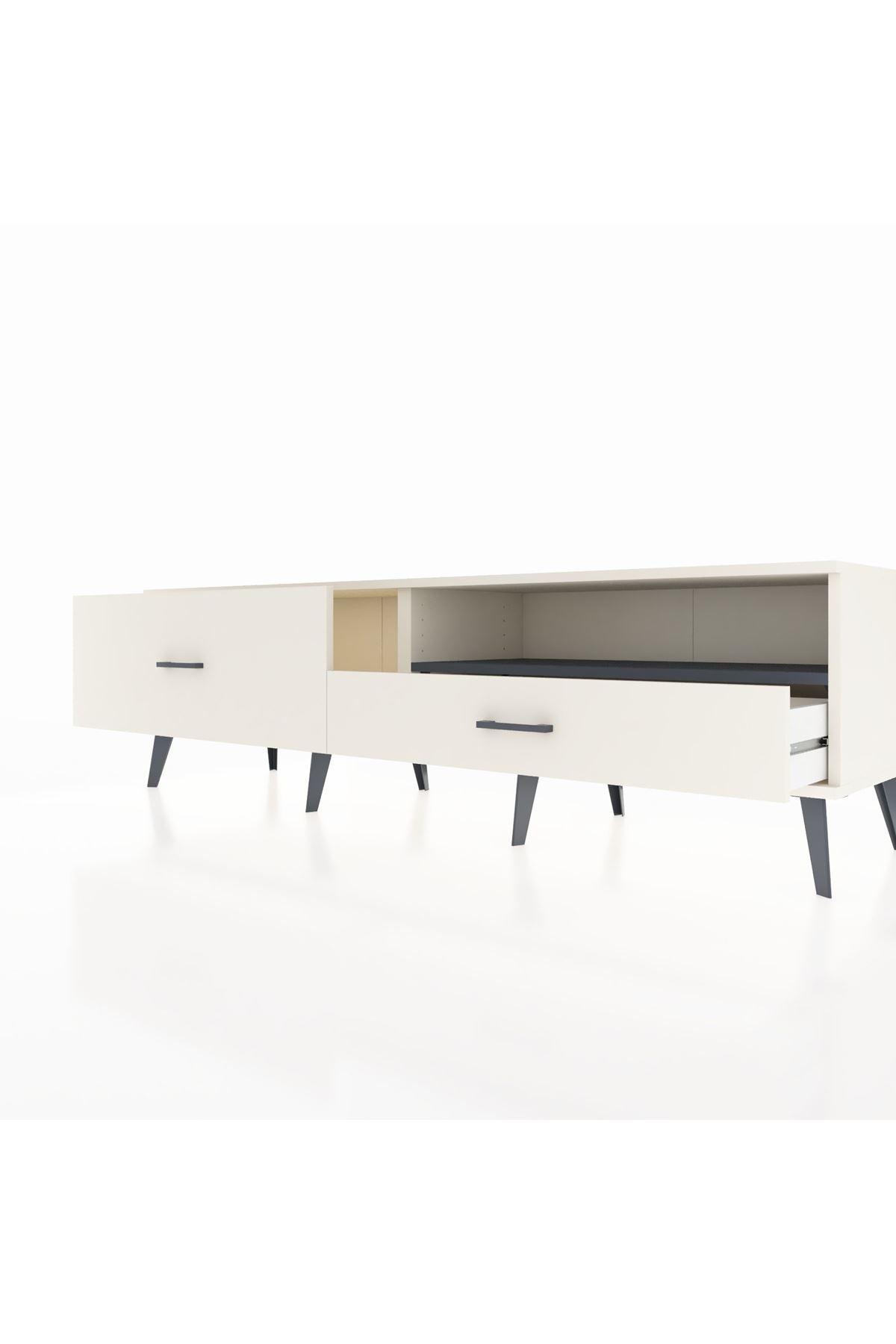 Hyperion TV Ünitesi Tek Raflı 2 Çekmeceli  176x44x51 Aytaşı-Antrasit/Aytaşı