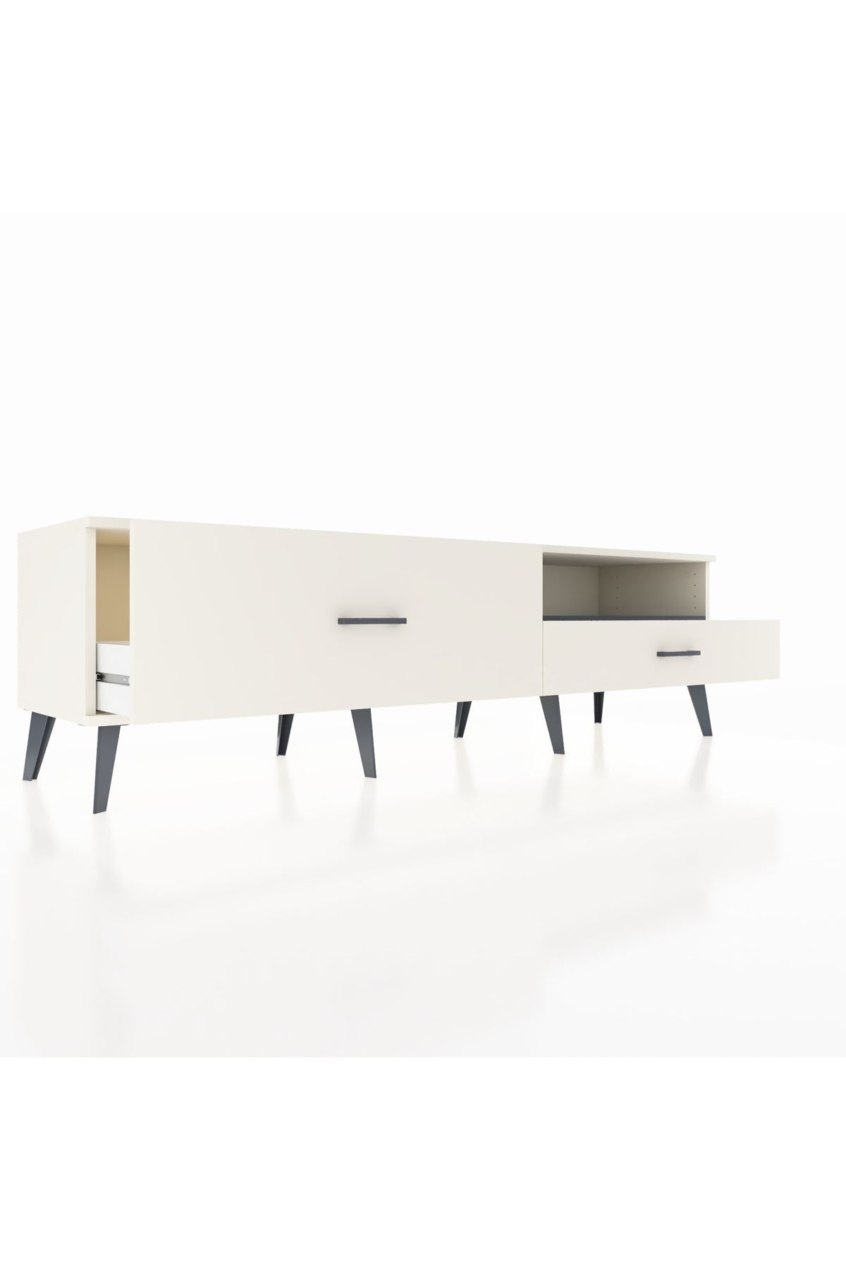 Hyperion TV Ünitesi Tek Raflı 2 Çekmeceli  176x44x51 Aytaşı-Antrasit/Aytaşı