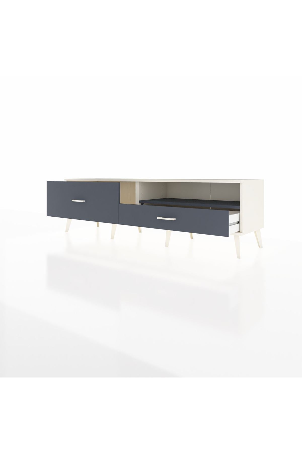 Hyperion TV Ünitesi Tek Raflı 2 Çekmeceli  176x44x51 Aytaşı-Antrasit/Antrasit