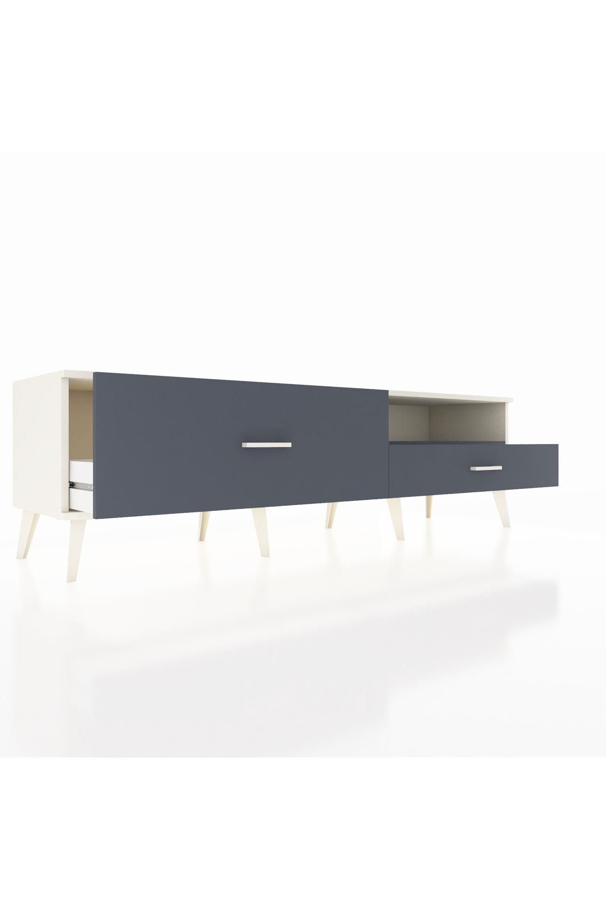 Hyperion TV Ünitesi Tek Raflı 2 Çekmeceli  176x44x51 Aytaşı-Antrasit/Antrasit