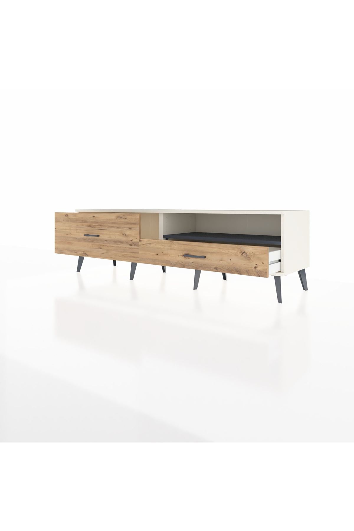 Hyperion TV Ünitesi Tek Raflı 2 Çekmeceli  176x44x51 Aytaşı-Antrasit/Çam