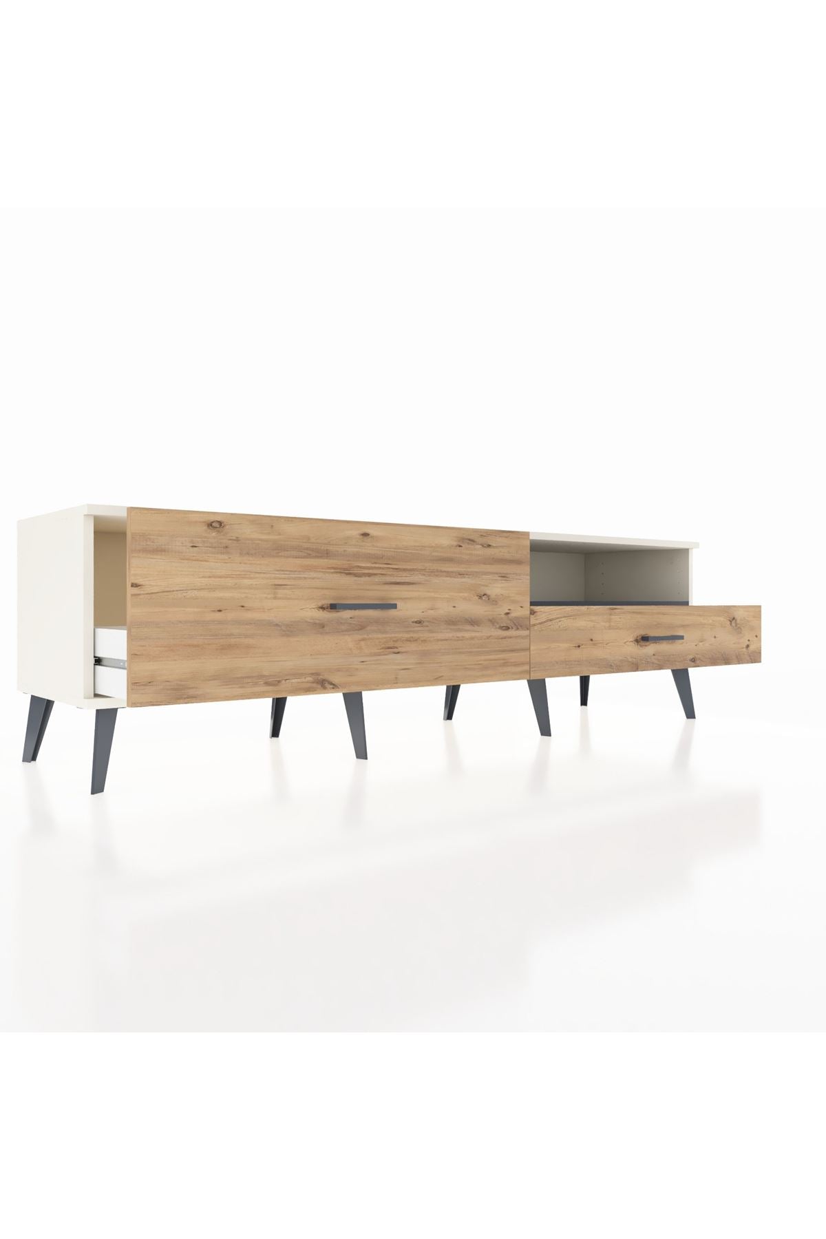 Hyperion TV Ünitesi Tek Raflı 2 Çekmeceli  176x44x51 Aytaşı-Antrasit/Çam