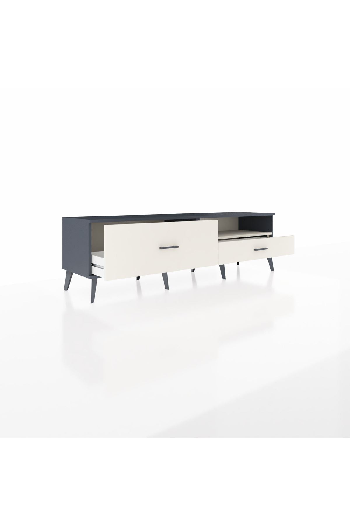 Hyperion TV Ünitesi Tek Raflı 2 Çekmeceli  176x44x51 Antrasit-Aytaşı/Aytaşı