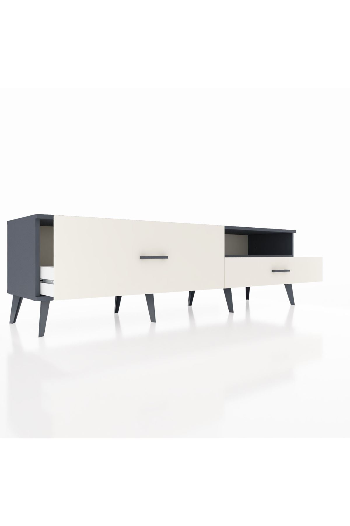 Hyperion TV Ünitesi Tek Raflı 2 Çekmeceli  176x44x51 Antrasit-Antrasit/Aytaşı