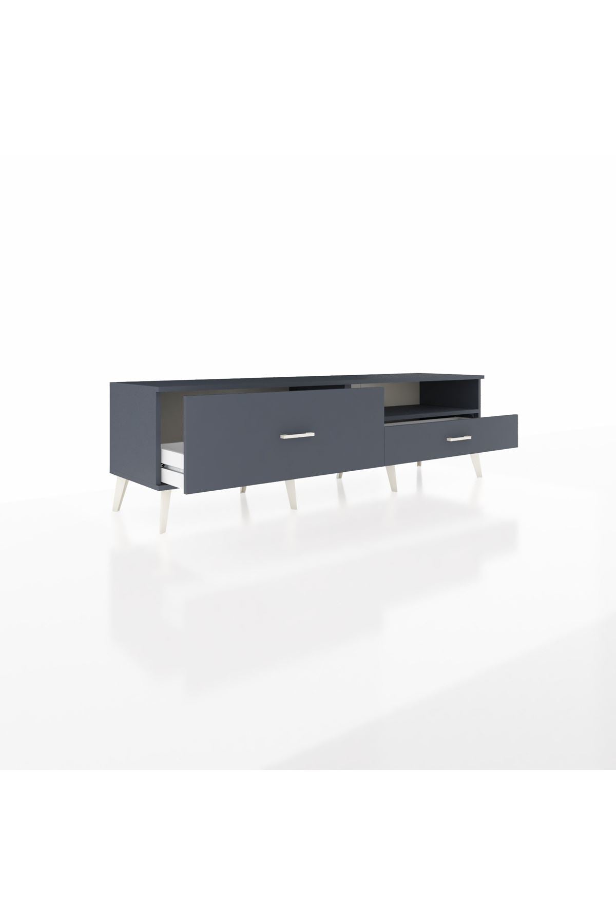 Hyperion TV Ünitesi Tek Raflı 2 Çekmeceli  176x44x51 Antrasit-Antrasit/Antrasit