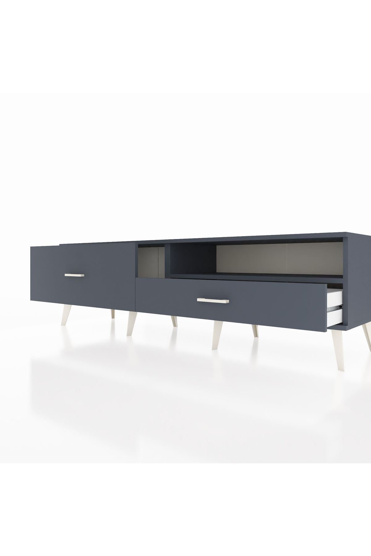 Hyperion TV Ünitesi Tek Raflı 2 Çekmeceli  176x44x51 Antrasit-Antrasit/Antrasit