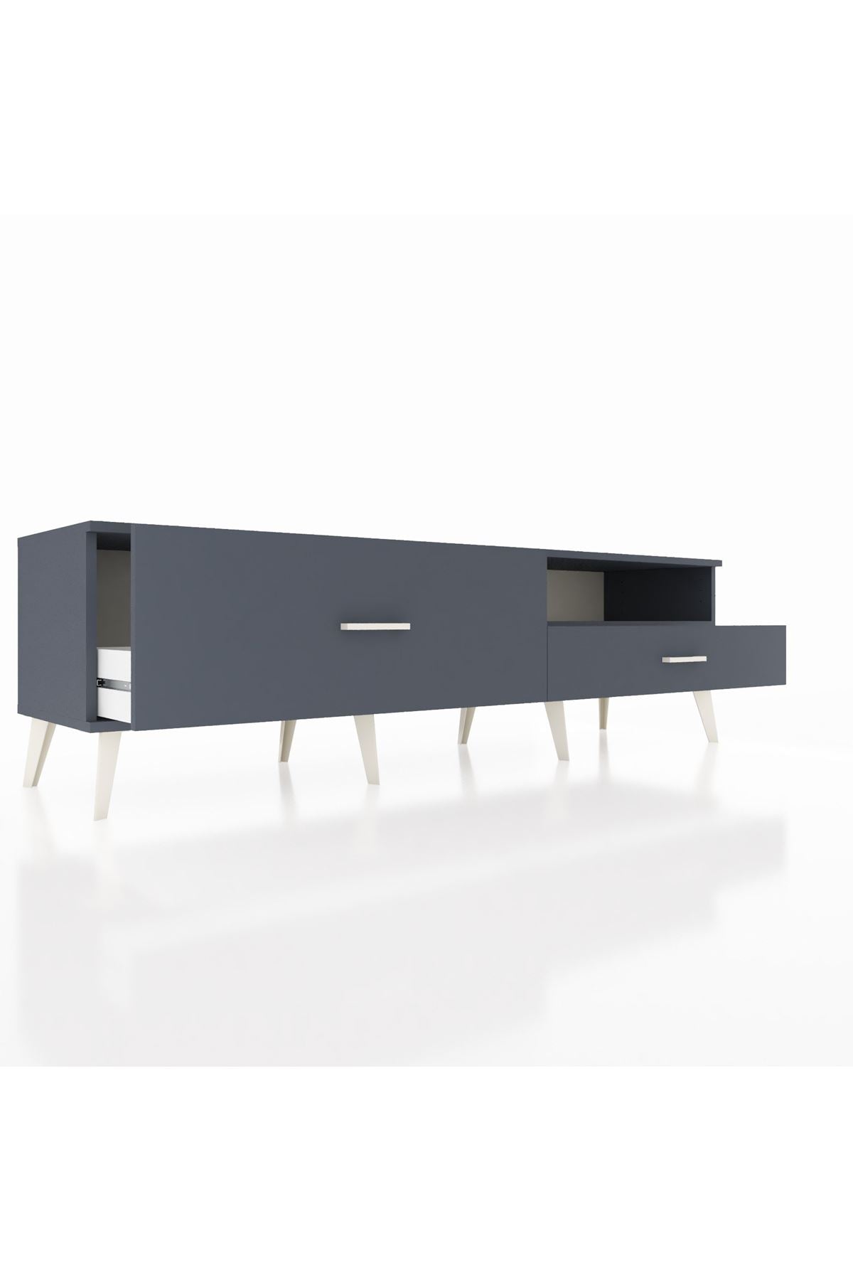 Hyperion TV Ünitesi Tek Raflı 2 Çekmeceli  176x44x51 Antrasit-Antrasit/Antrasit