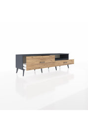 Hyperion TV Ünitesi Tek Raflı 2 Çekmeceli  176x44x51 Antrasit-Antrasit/Çam