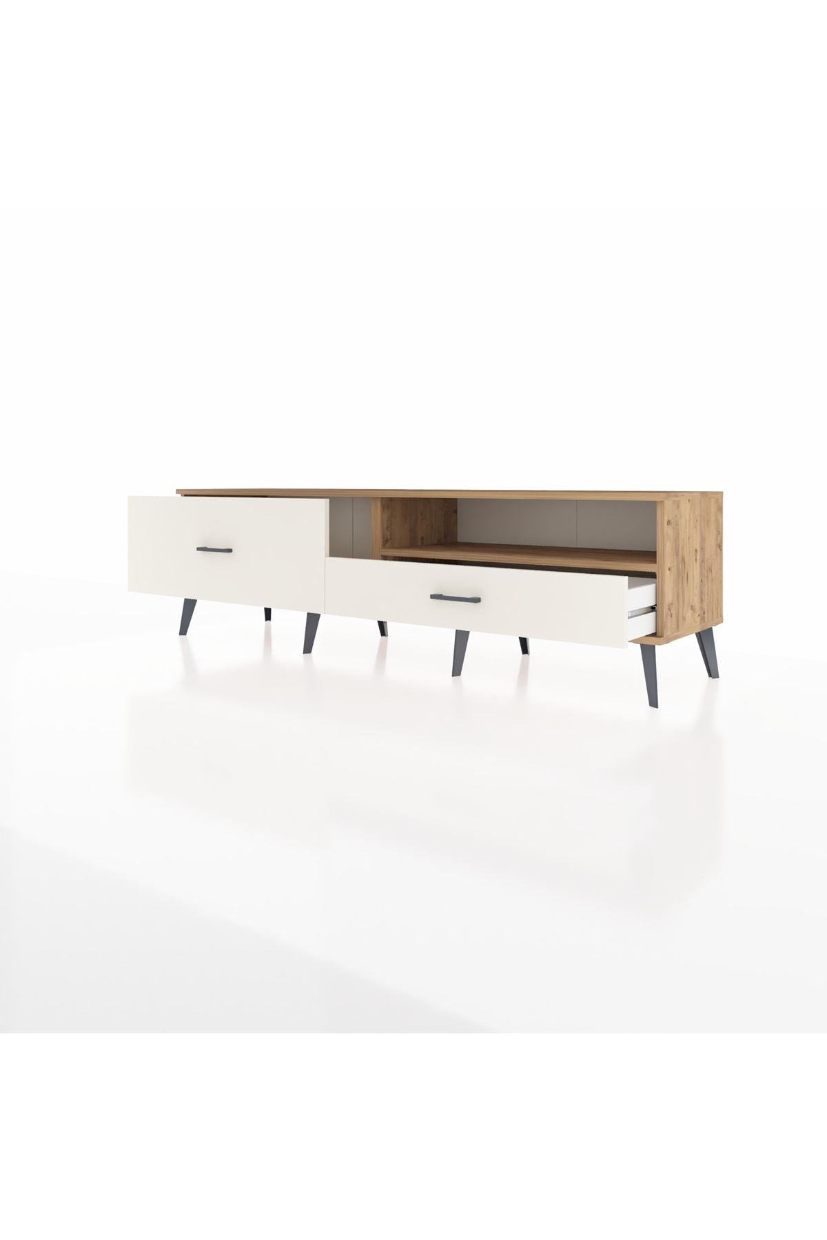 Hyperion TV Ünitesi Tek Raflı 2 Çekmeceli  176x44x51 Çam-Çam/Aytaşı