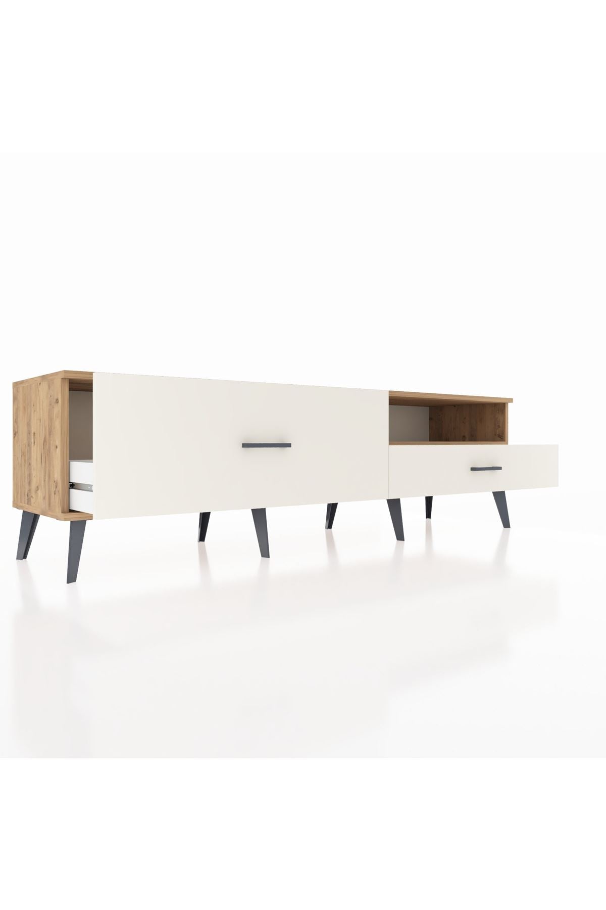 Hyperion TV Ünitesi Tek Raflı 2 Çekmeceli  176x44x51 Çam-Çam/Aytaşı